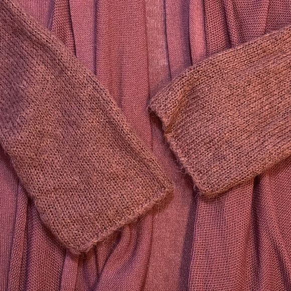 J Jill Women's Small Open Front Cardigan Waterfall Mauve Alpaca Blend Sleeves - Picture 5 of 11